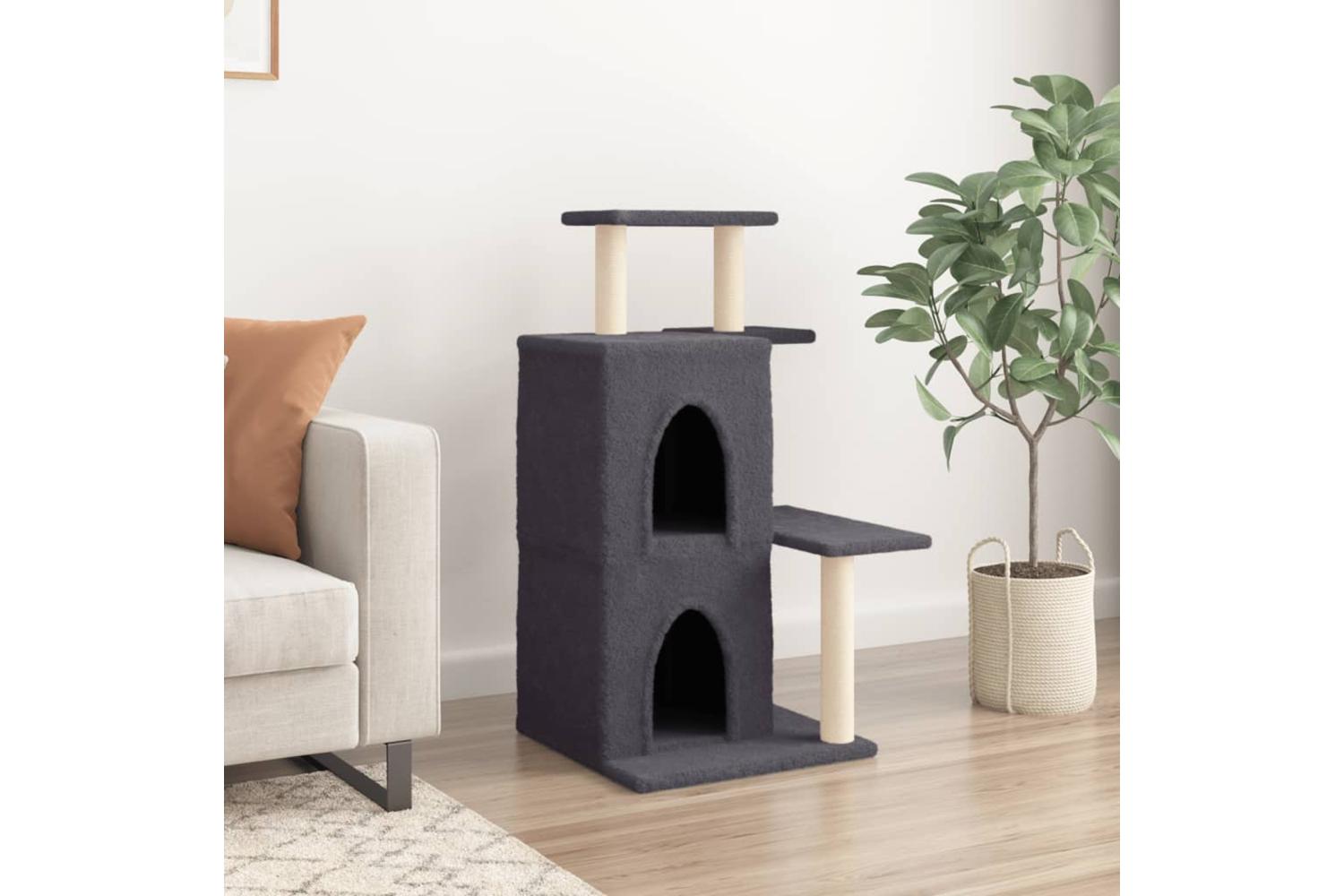 Cat Tree With Sisal Scratching Posts Dark Grey 97 Cm-3