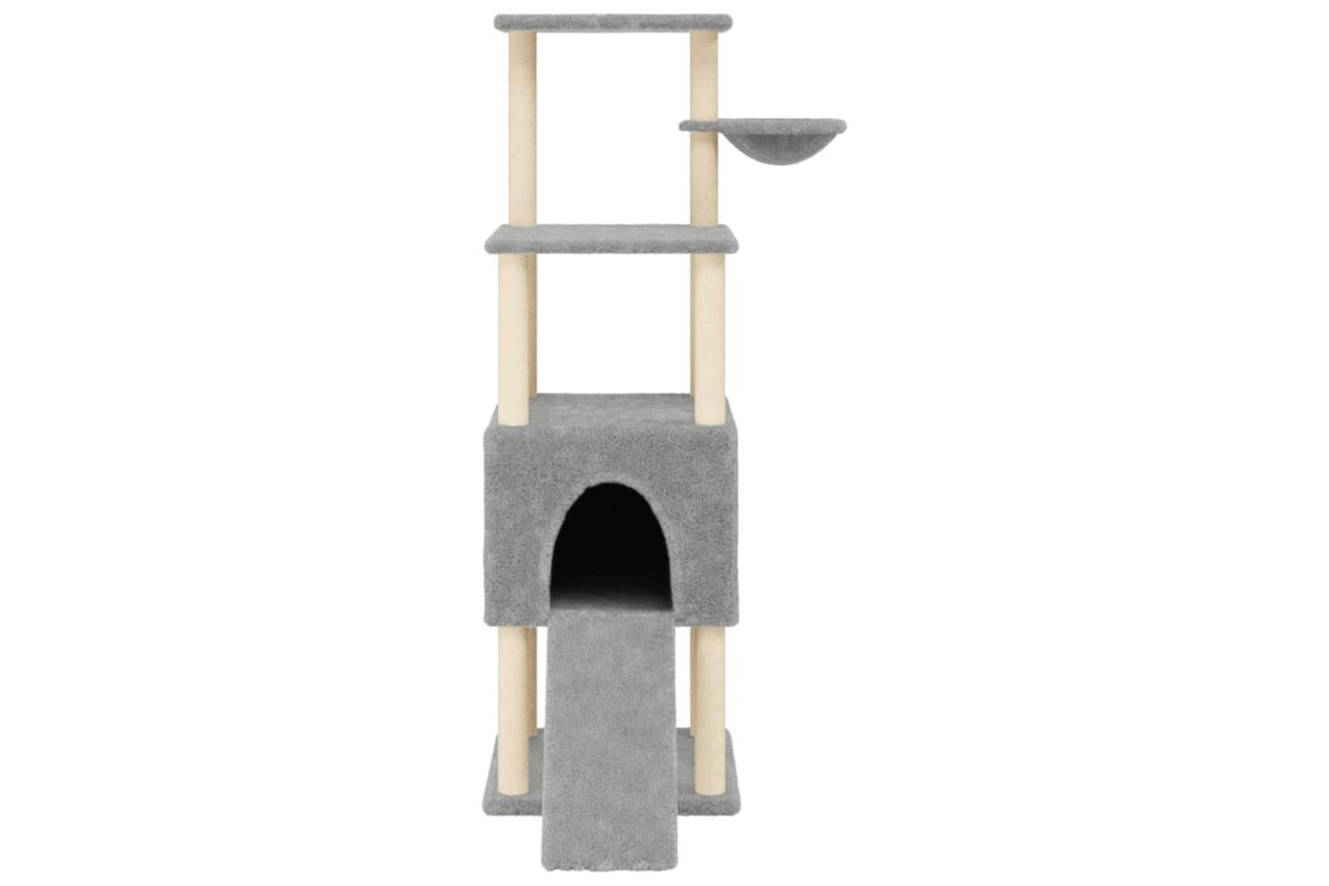Cat Tree With Sisal Scratching Posts Light Grey 153 Cm-4