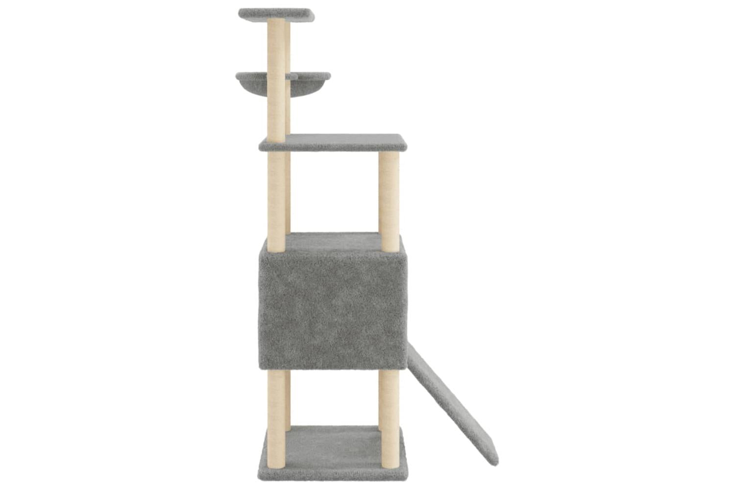 Cat Tree With Sisal Scratching Posts Light Grey 153 Cm-5
