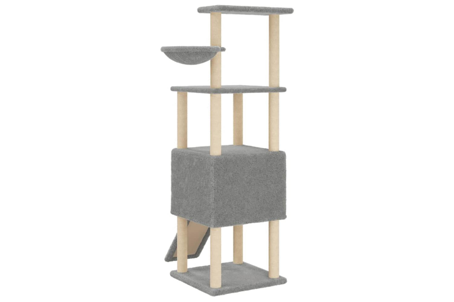 Cat Tree With Sisal Scratching Posts Light Grey 153 Cm-6