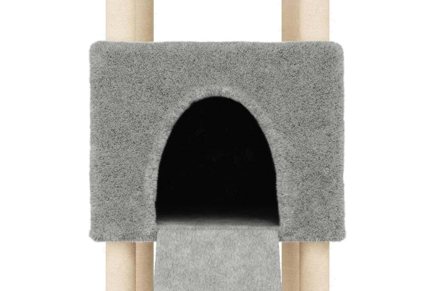 Cat Tree With Sisal Scratching Posts Light Grey 153 Cm-7