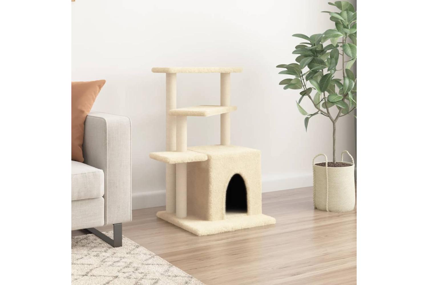 Cat Tree With Sisal Scratching Posts Cream 835 Cm-3