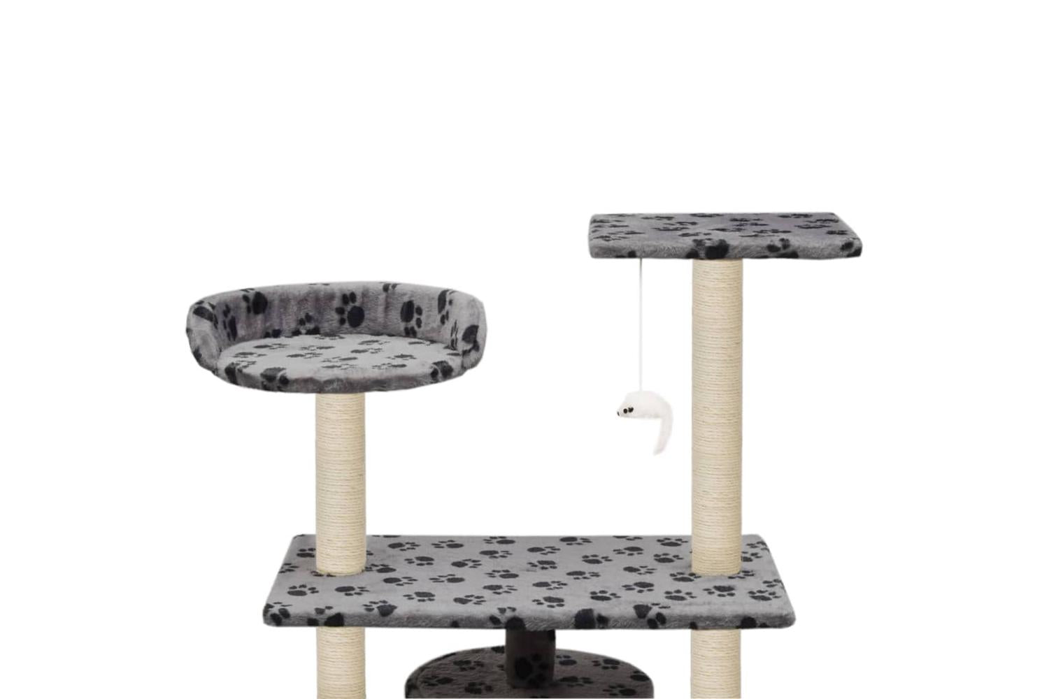 Cat Tree With Sisal Scratching Posts 95 Cm Grey Paw Prints-5
