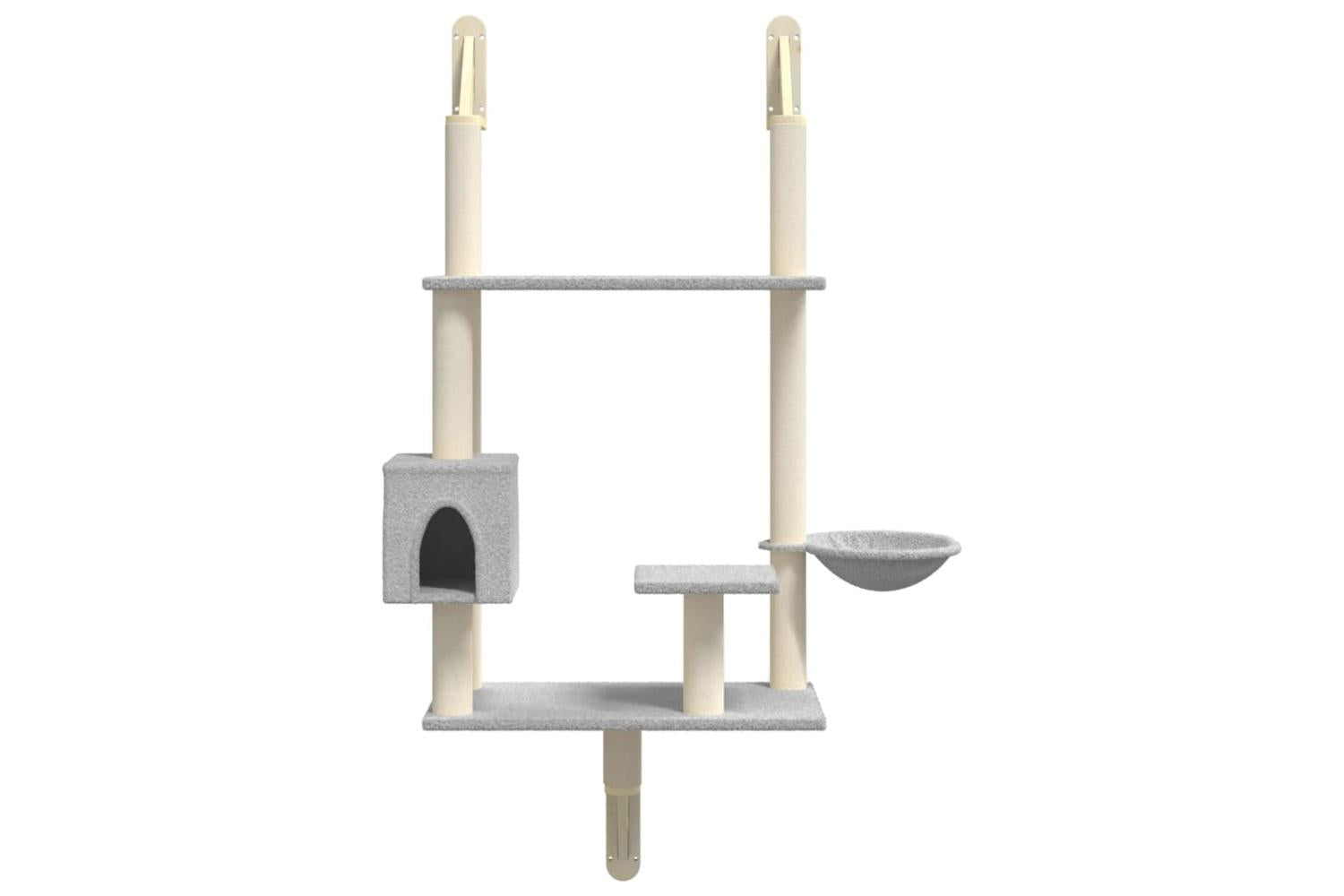 Wall-mounted Cat Tree With Scratching Post Light Grey 153 Cm-4