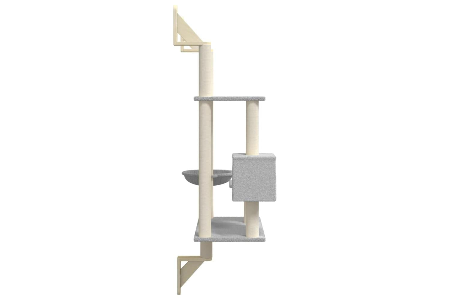Wall-mounted Cat Tree With Scratching Post Light Grey 153 Cm-5