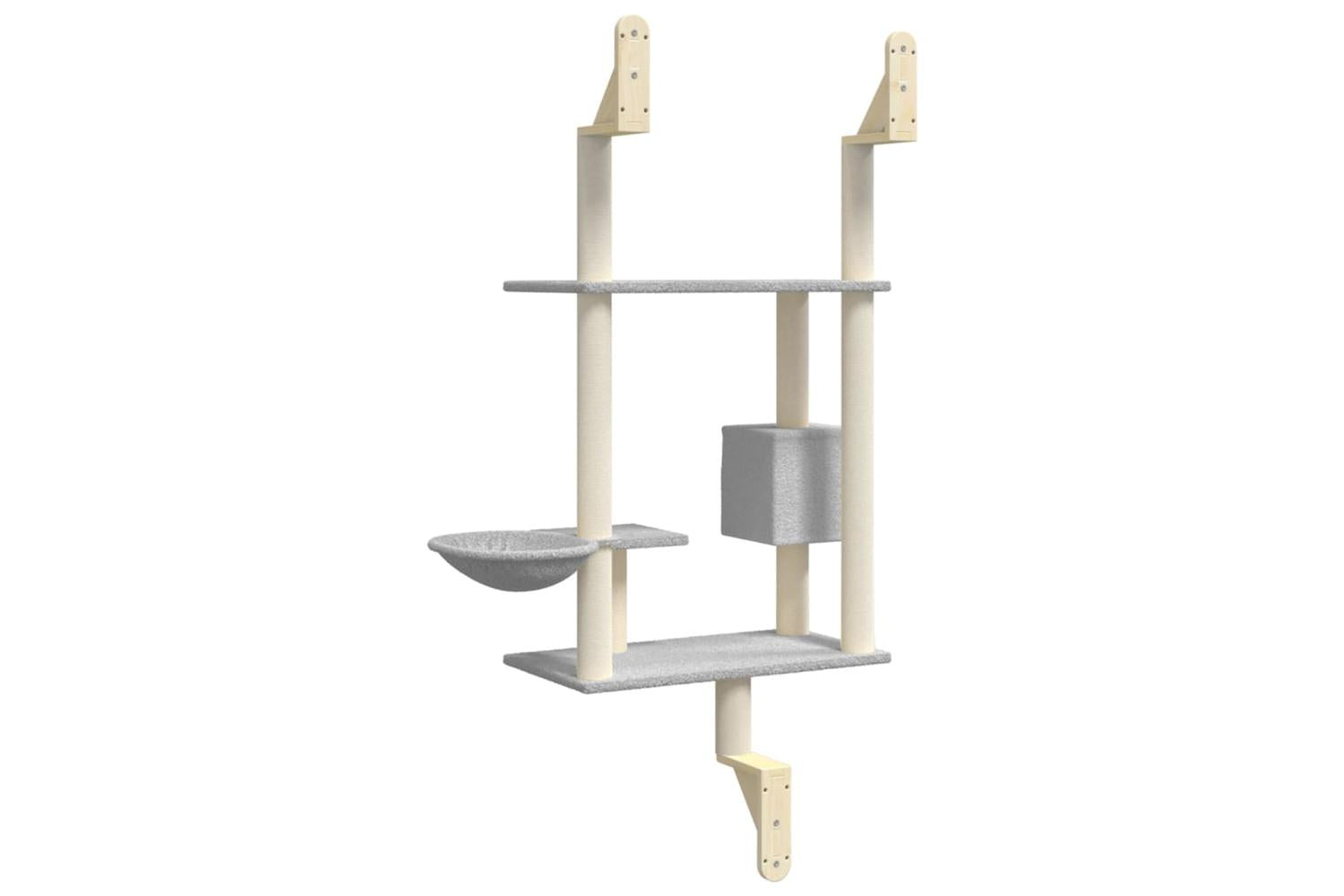 Wall-mounted Cat Tree With Scratching Post Light Grey 153 Cm-6