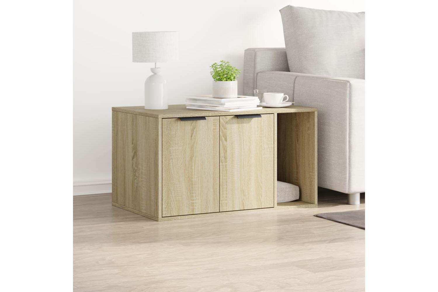 Cat Litter Box Enclosure Sonoma Oak 80x50x45 Cm Engineered Wood-3
