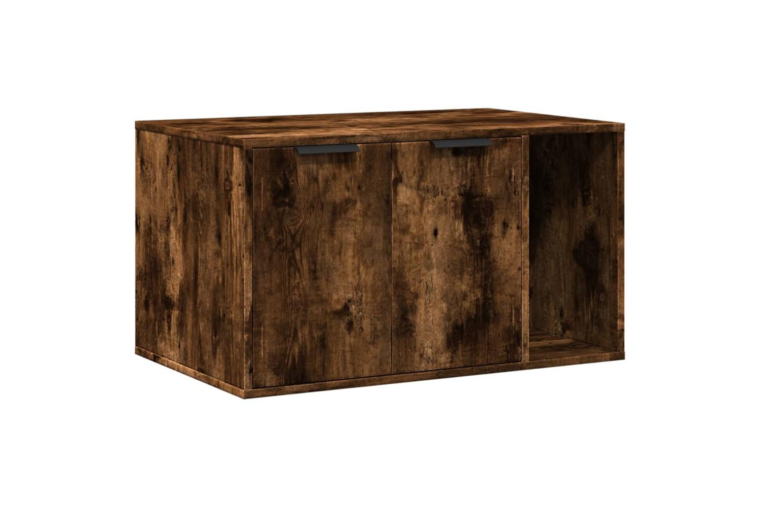 Cat Litter Box Enclosure Smoked Oak 80x50x45 Cm Engineered Wood-2