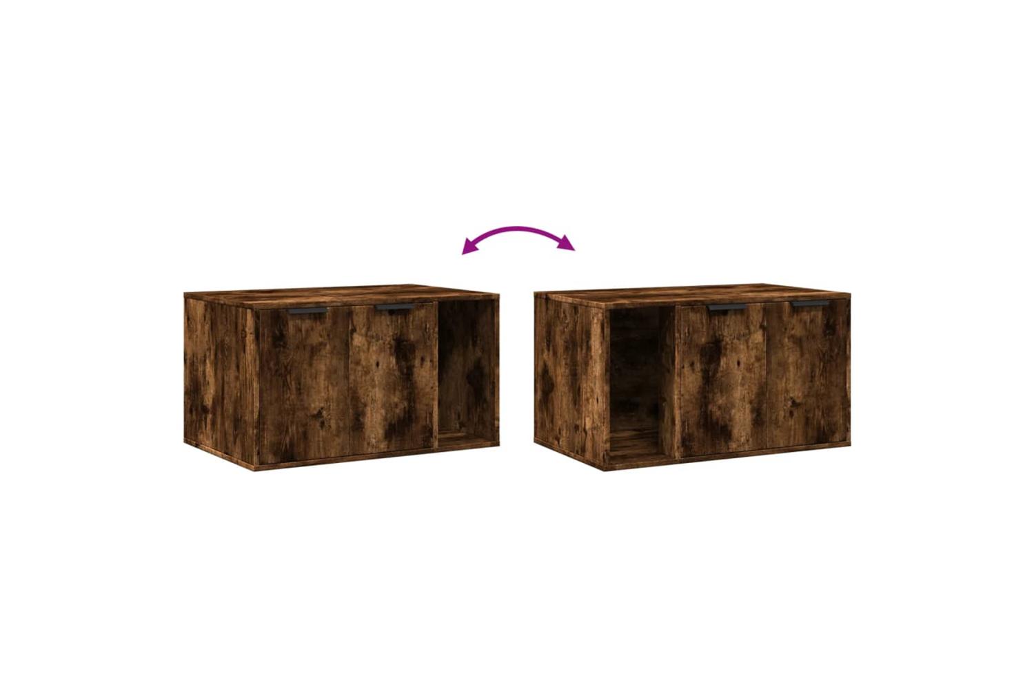 Cat Litter Box Enclosure Smoked Oak 80x50x45 Cm Engineered Wood-8
