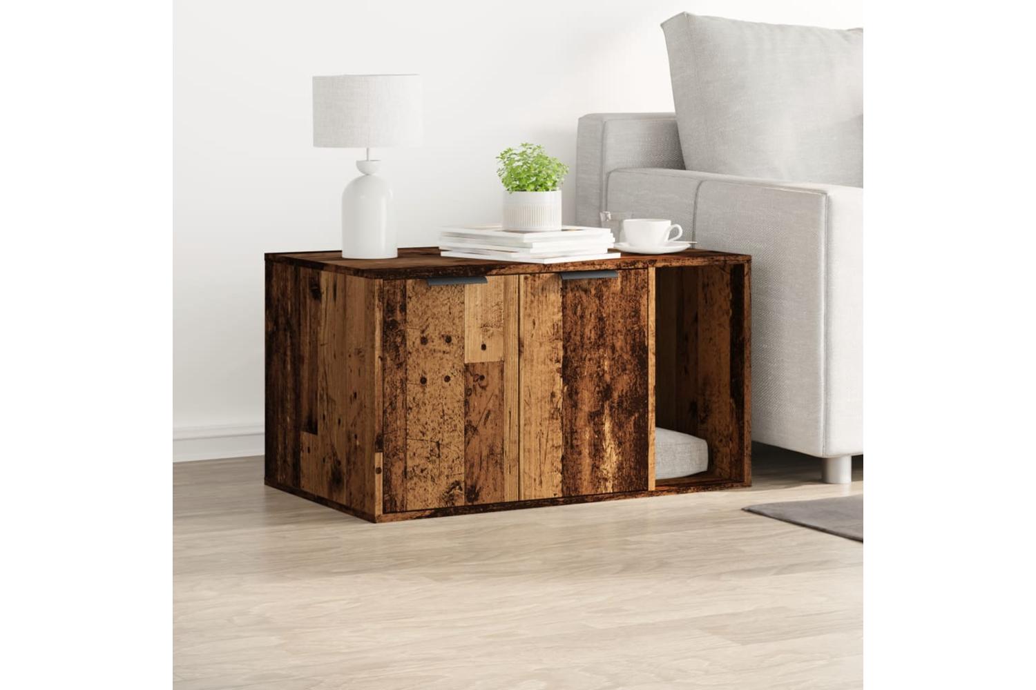 Cat Litter Box Enclosure Old Wood 80x50x45 Cm Engineered Wood-3