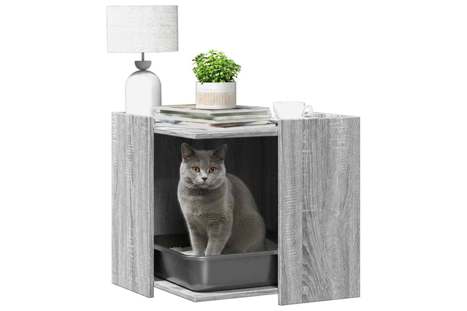 Cat Litter Box Enclosure Grey Sonoma 53x53x51 Cm Engineered Wood-3