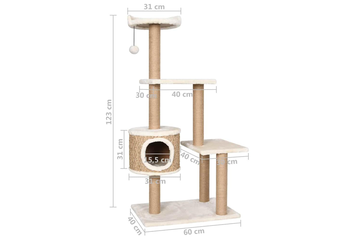 Cat Tree With Scratching Post 123cm Seagrass-8
