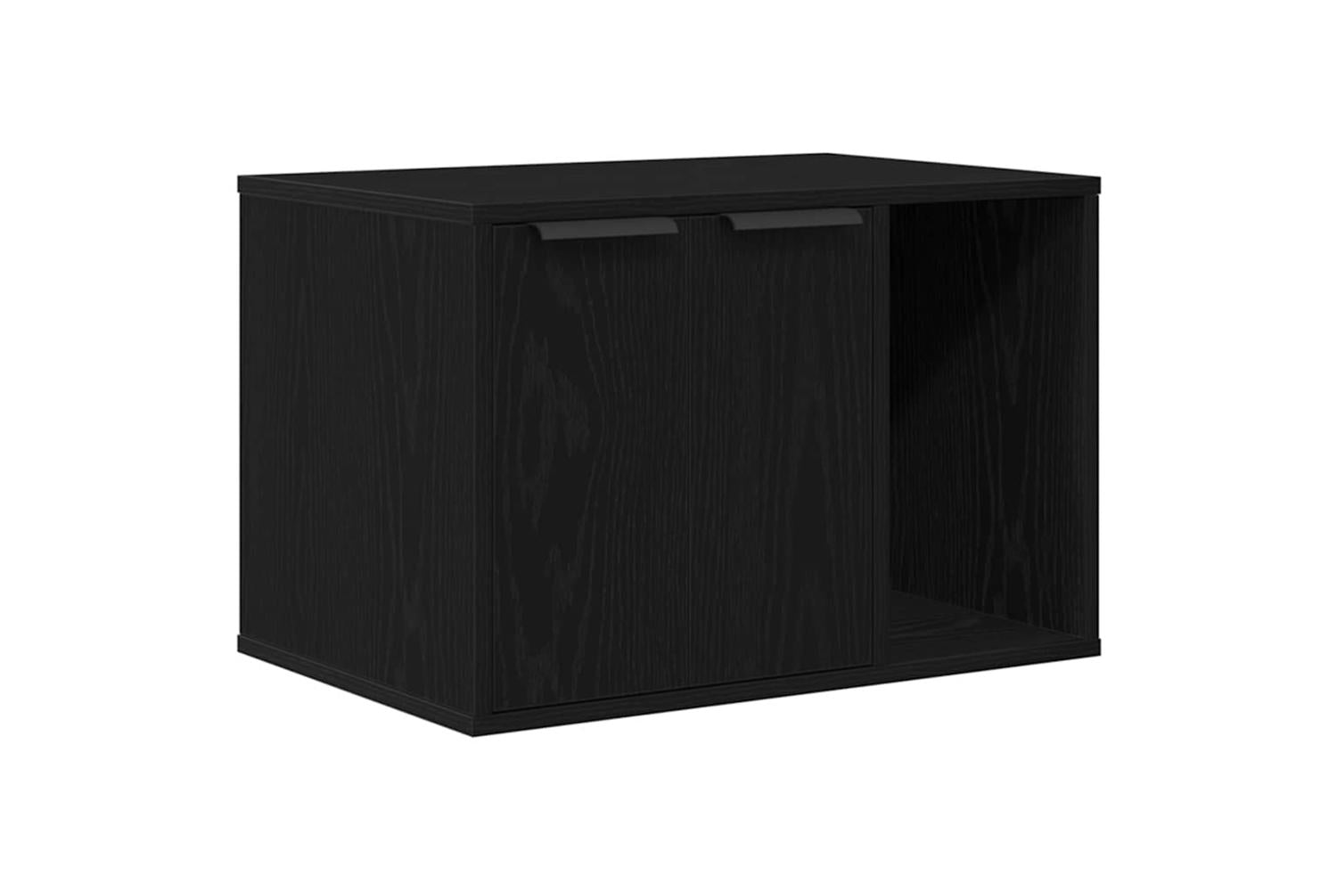 Cat Litter Box Enclosure Black Oak 60x40x40 Cm Engineered Wood-2