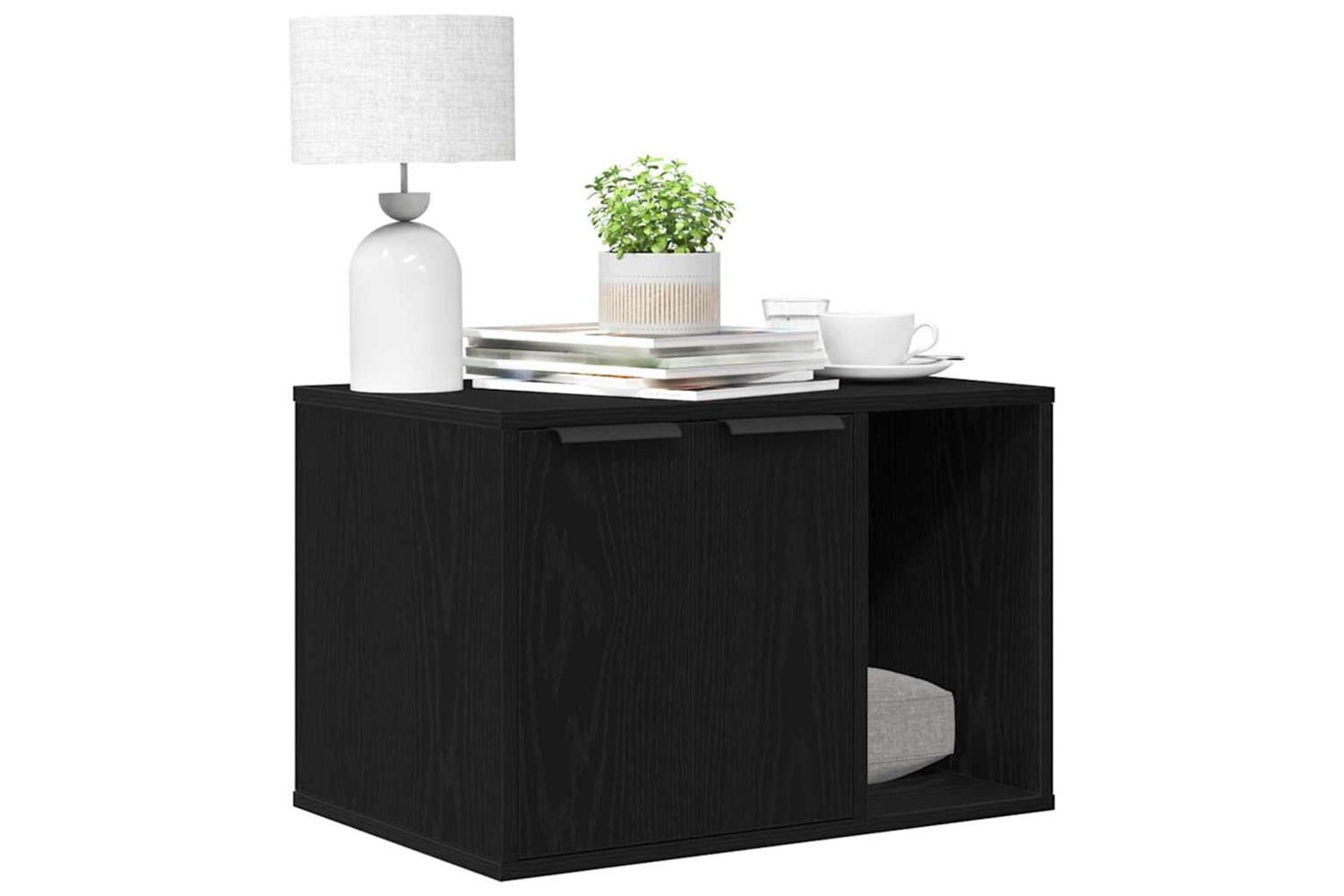 Cat Litter Box Enclosure Black Oak 60x40x40 Cm Engineered Wood-4