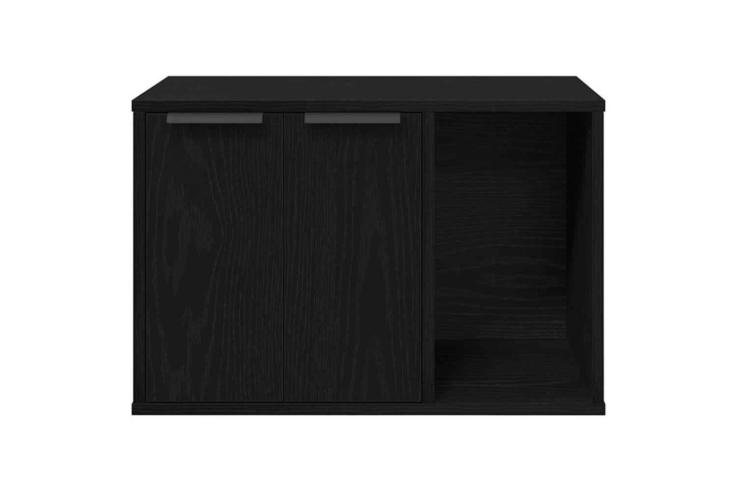 Cat Litter Box Enclosure Black Oak 60x40x40 Cm Engineered Wood-6