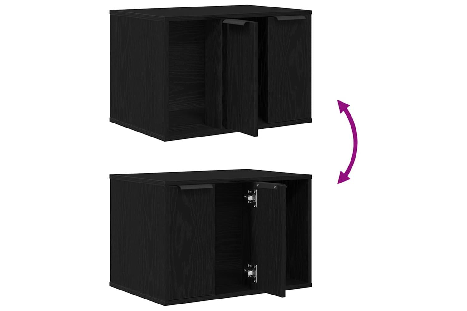 Cat Litter Box Enclosure Black Oak 60x40x40 Cm Engineered Wood-9