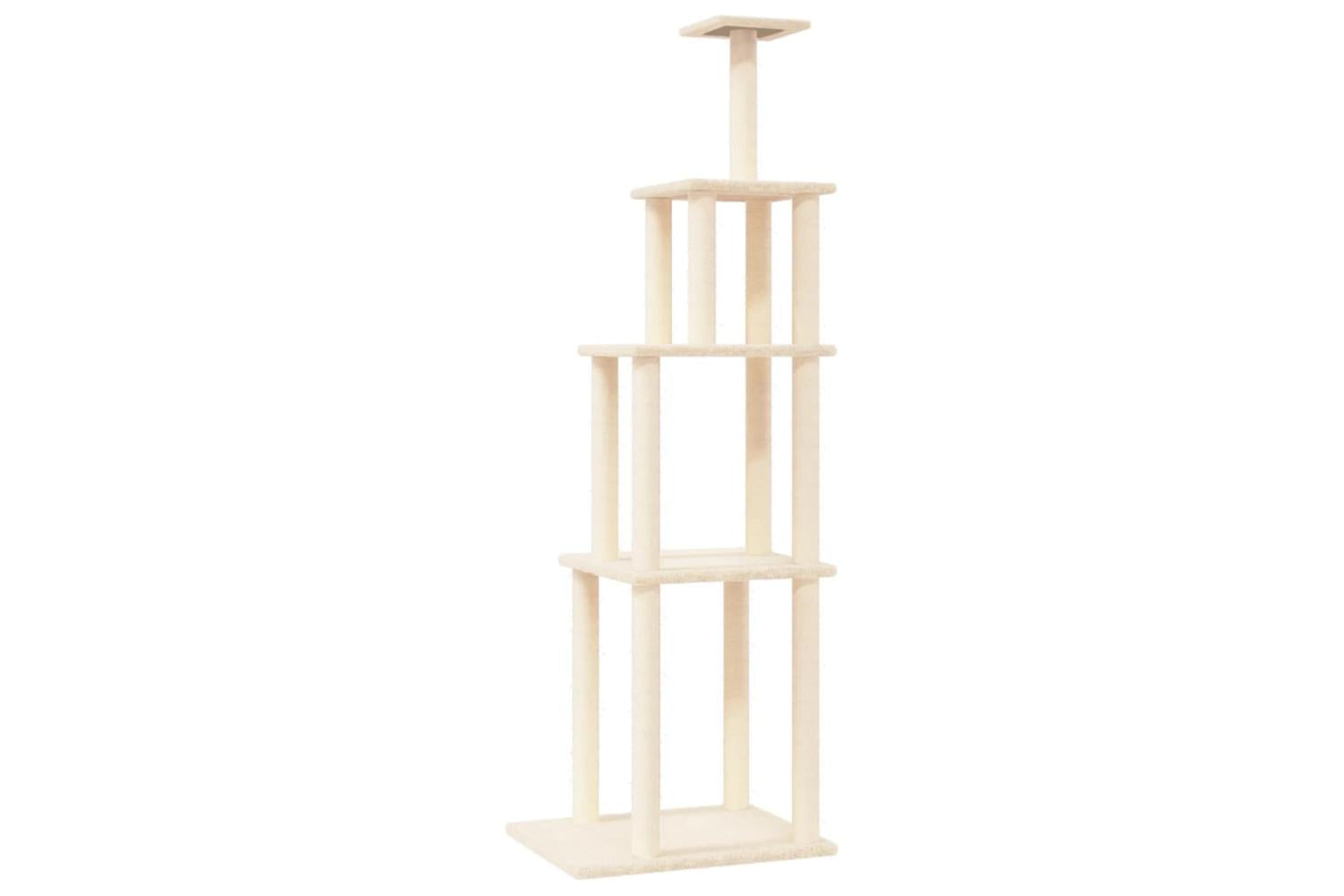 Cat Tree With Sisal Scratching Posts Cream 183 Cm-2
