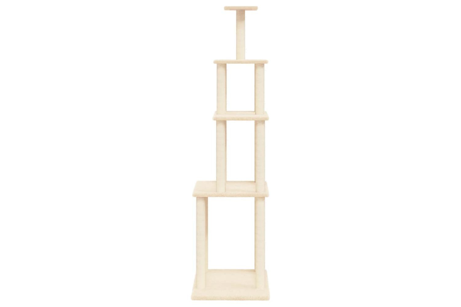 Cat Tree With Sisal Scratching Posts Cream 183 Cm-4