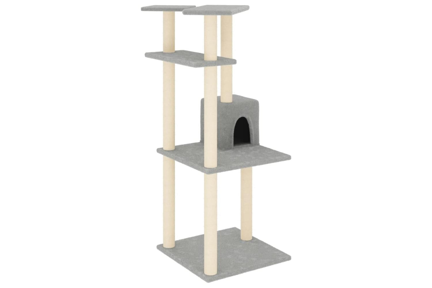 Cat Tree With Sisal Scratching Posts Light Grey 123 Cm-2