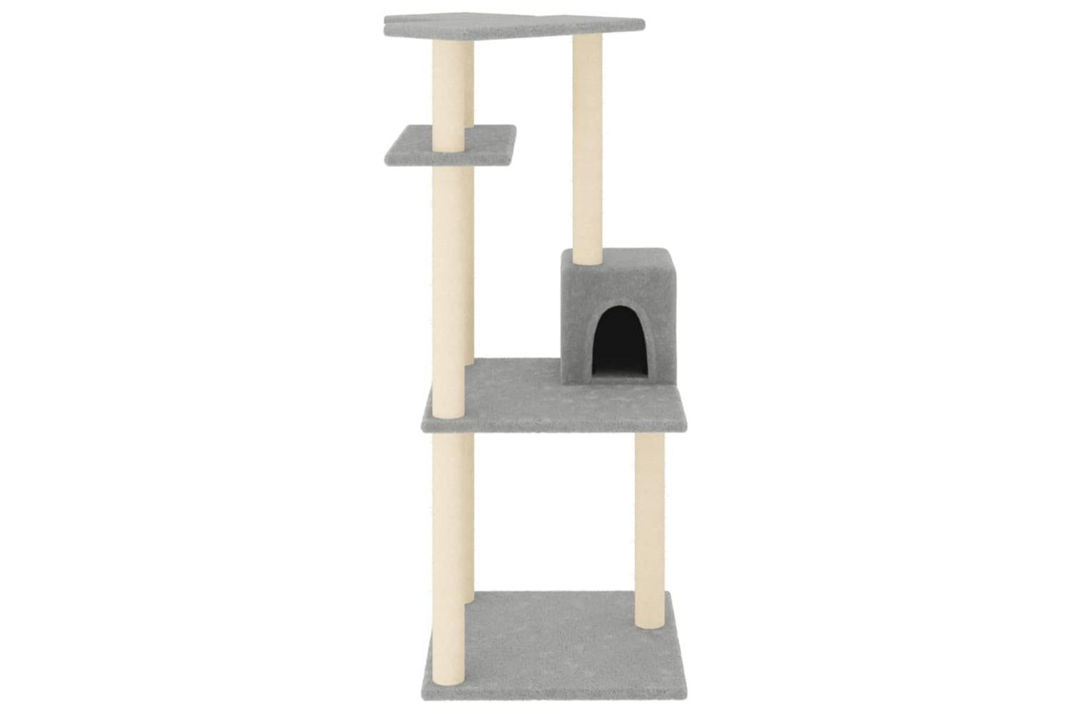 Cat Tree With Sisal Scratching Posts Light Grey 123 Cm-3