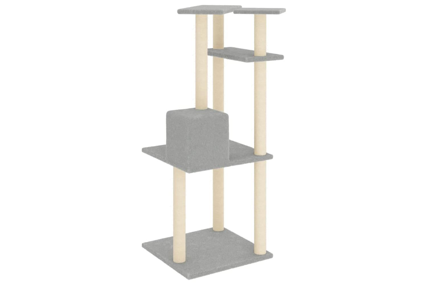 Cat Tree With Sisal Scratching Posts Light Grey 123 Cm-5