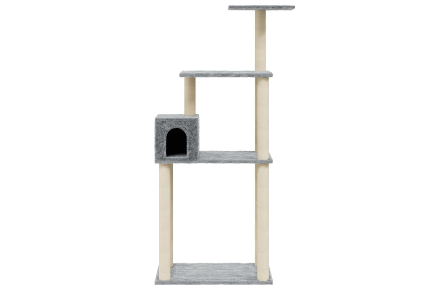 Cat Tree With Sisal Scratching Posts Light Grey 147 Cm-4