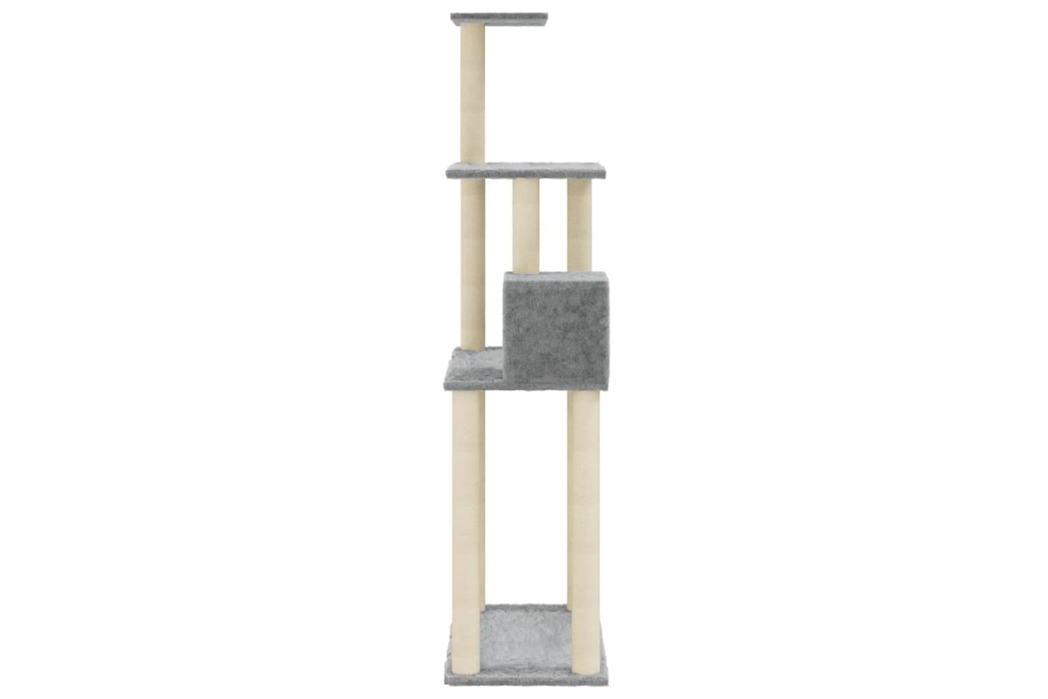 Cat Tree With Sisal Scratching Posts Light Grey 147 Cm-5