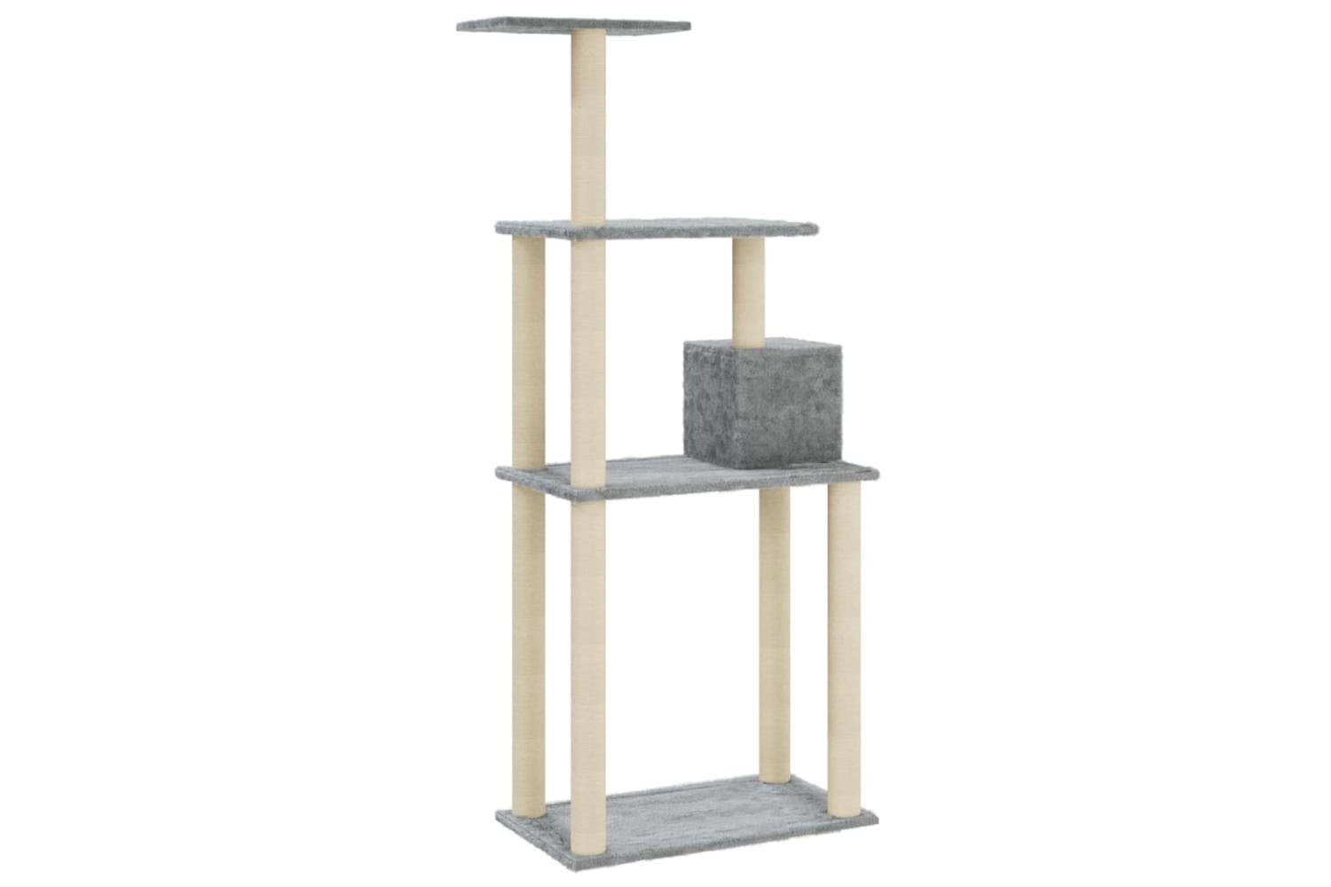 Cat Tree With Sisal Scratching Posts Light Grey 147 Cm-6