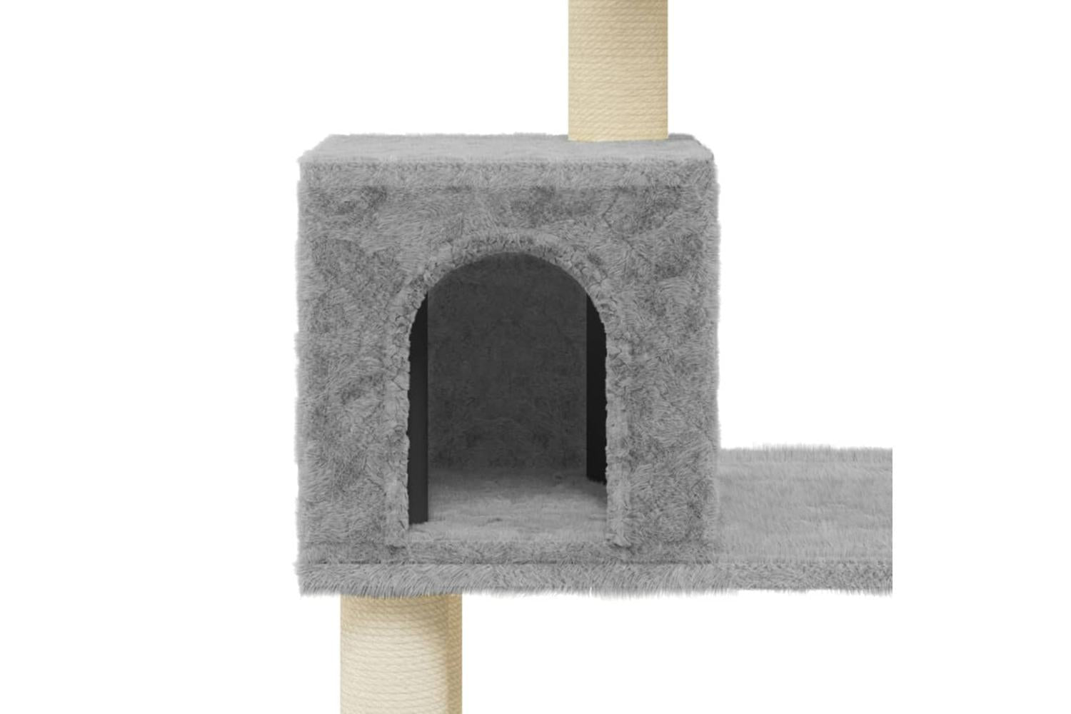 Cat Tree With Sisal Scratching Posts Light Grey 147 Cm-7