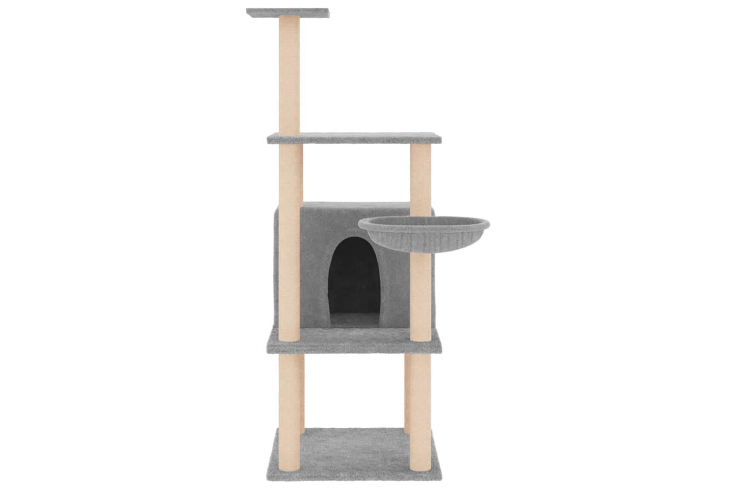 Cat Tree With Sisal Scratching Posts Light Grey 132 Cm-3