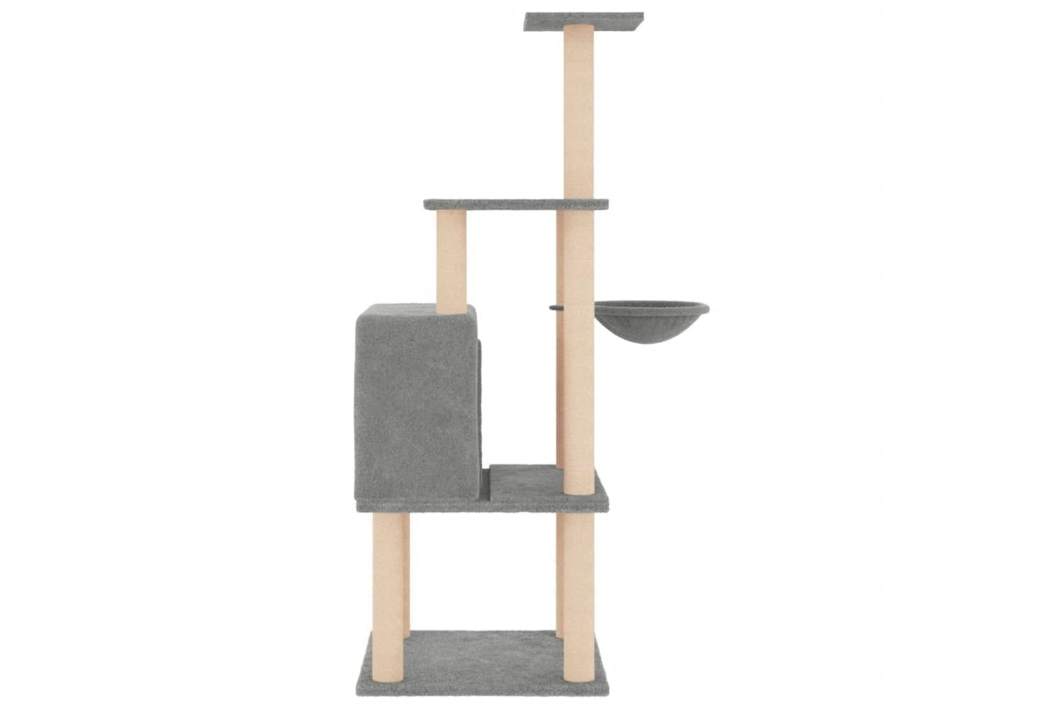 Cat Tree With Sisal Scratching Posts Light Grey 132 Cm-4
