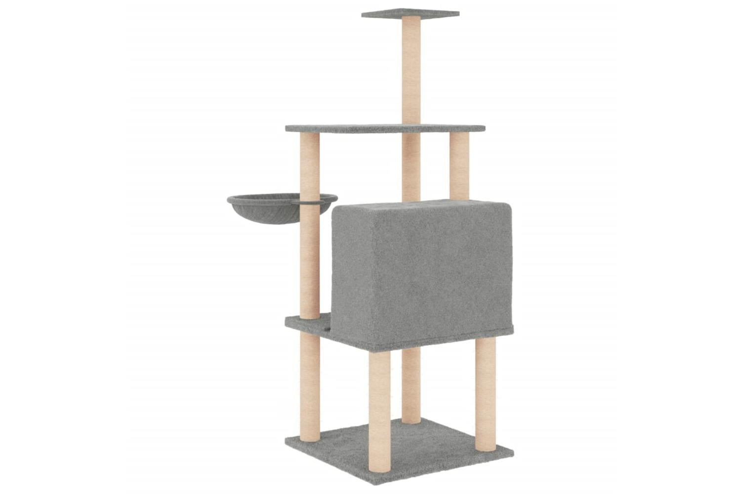 Cat Tree With Sisal Scratching Posts Light Grey 132 Cm-5