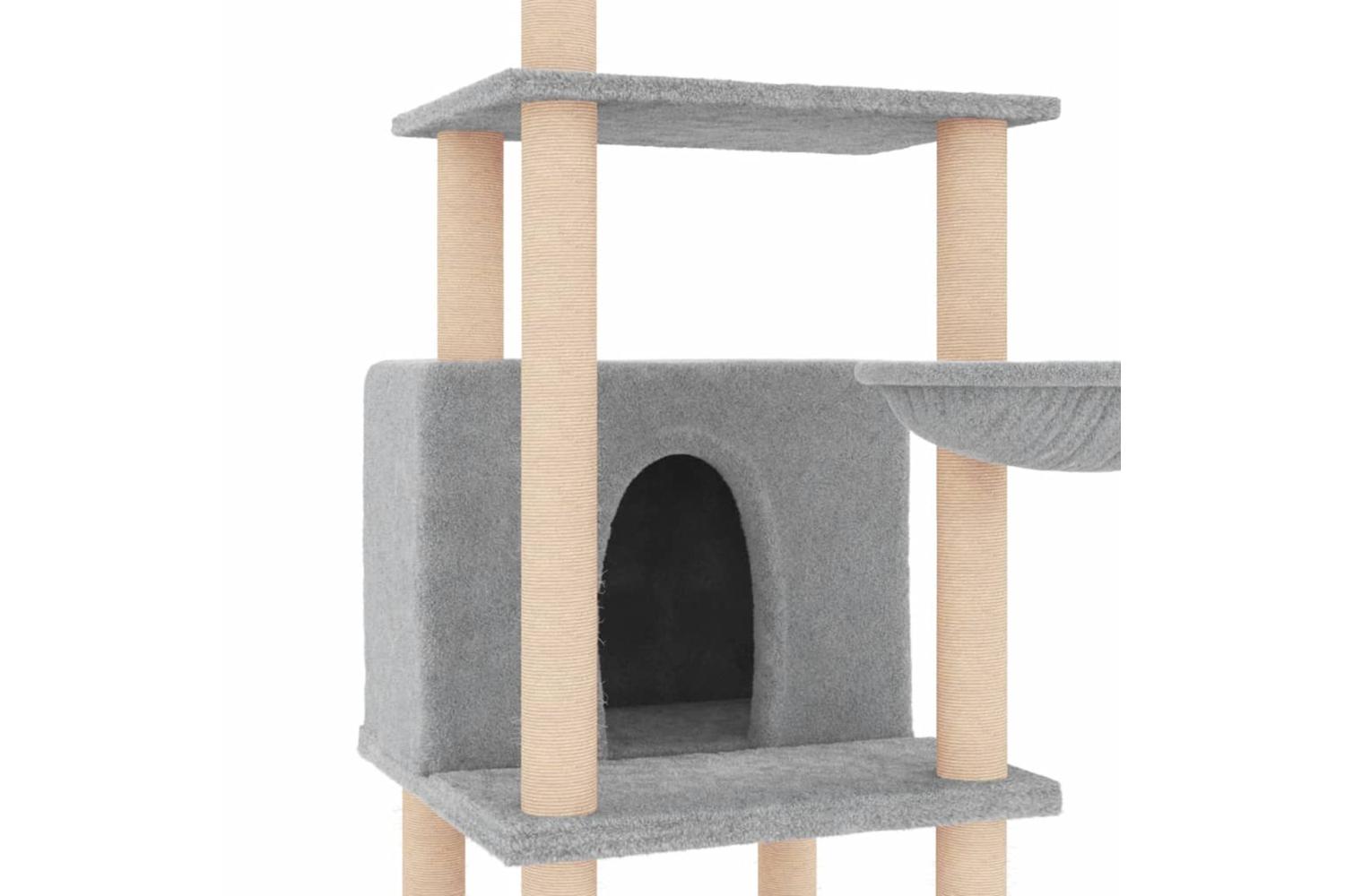 Cat Tree With Sisal Scratching Posts Light Grey 132 Cm-6