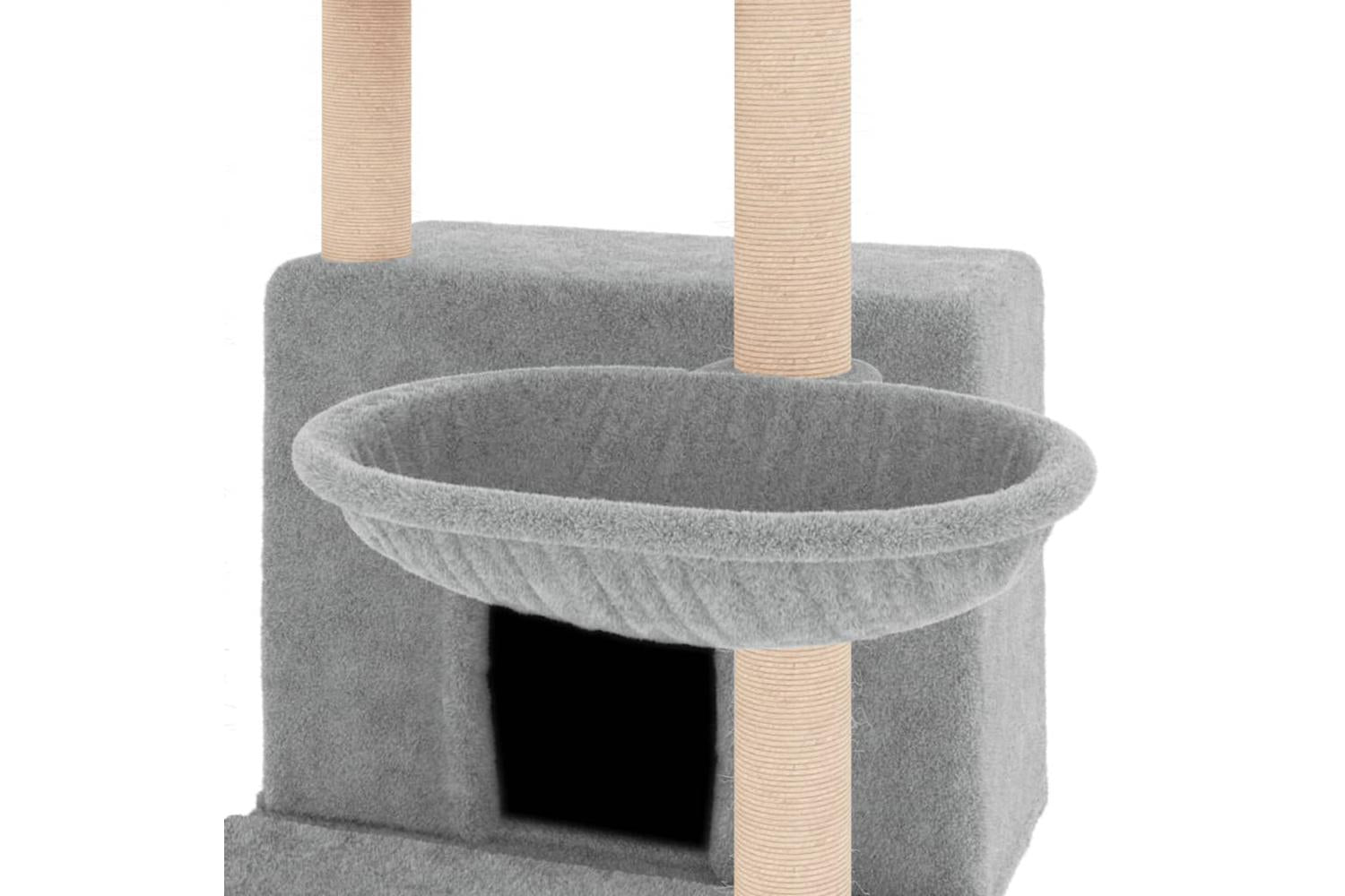 Cat Tree With Sisal Scratching Posts Light Grey 132 Cm-7