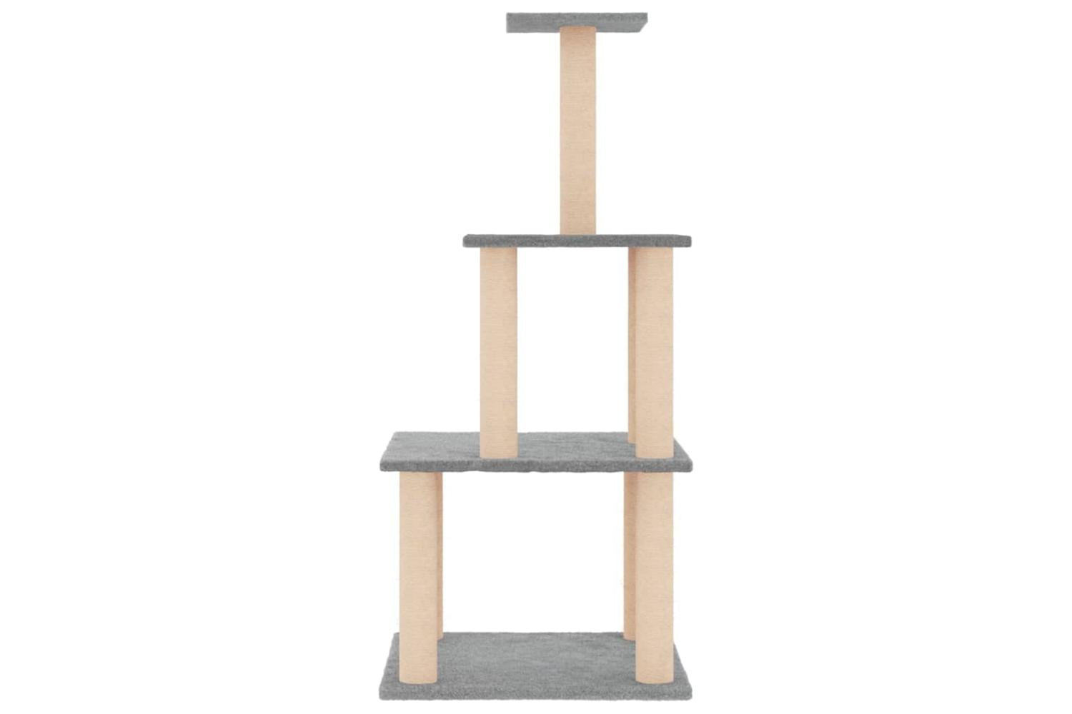 Cat Tree With Sisal Scratching Posts Light Grey 111 Cm-3