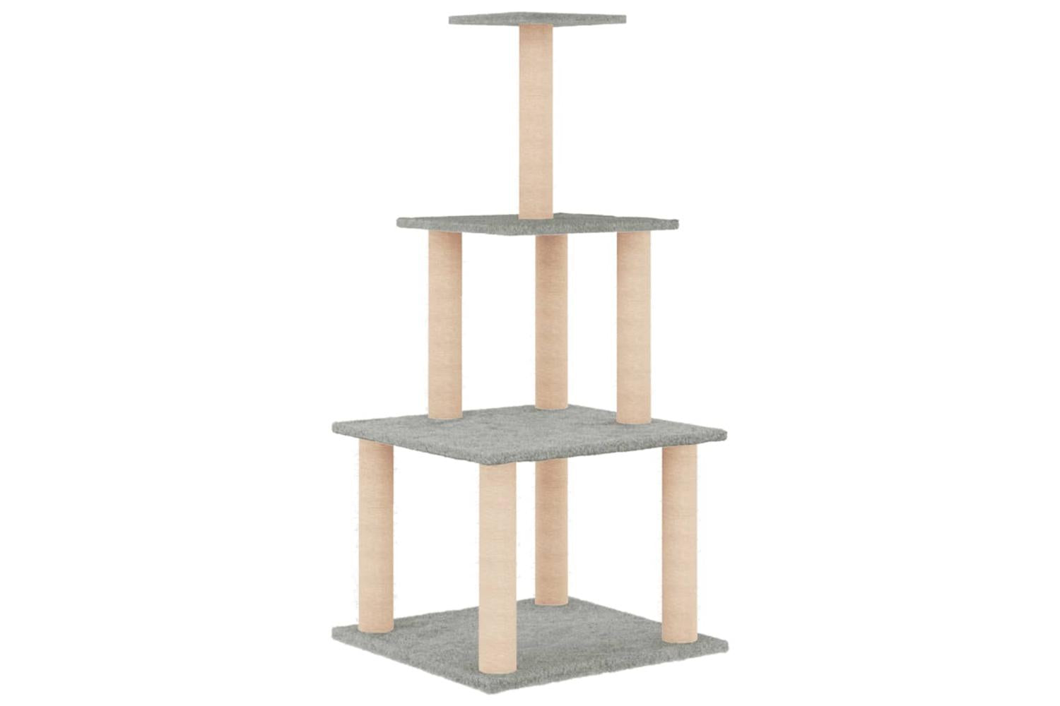 Cat Tree With Sisal Scratching Posts Light Grey 111 Cm-4