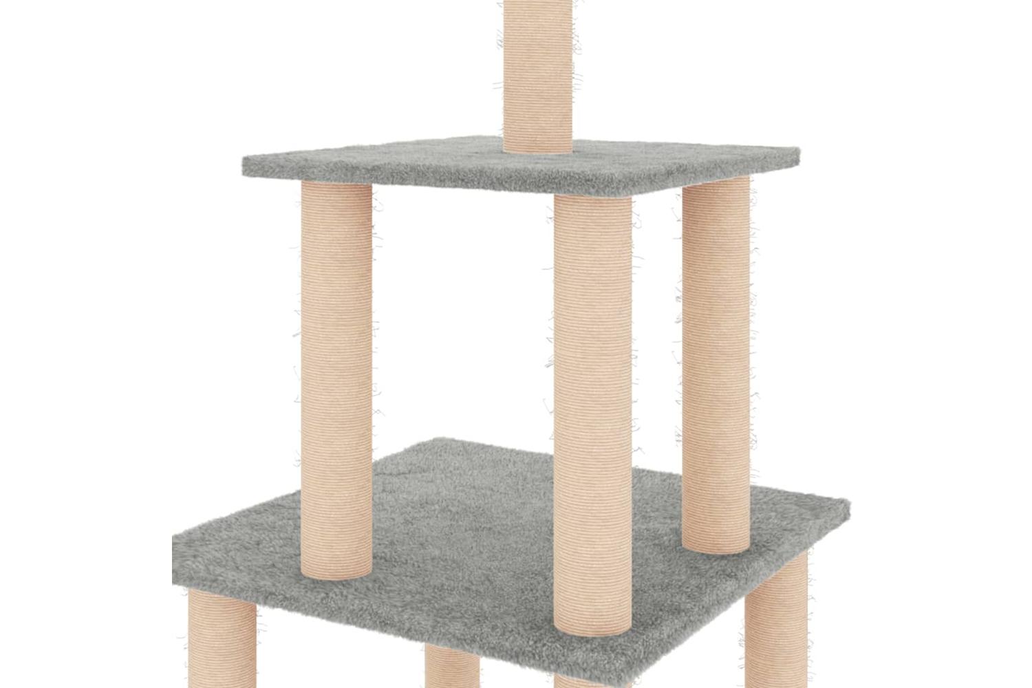 Cat Tree With Sisal Scratching Posts Light Grey 111 Cm-5