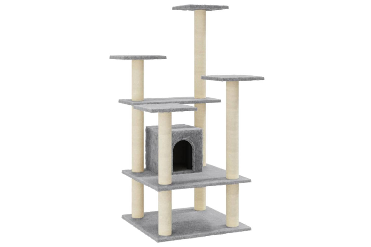 Cat Tree With Sisal Scratching Posts Light Grey 110 Cm-2