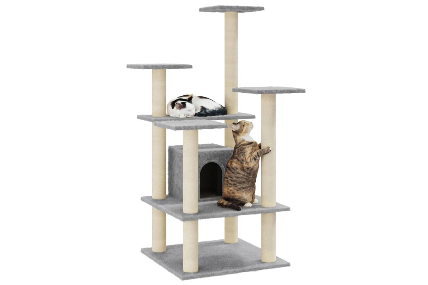 Cat Tree With Sisal Scratching Posts Light Grey 110 Cm-3