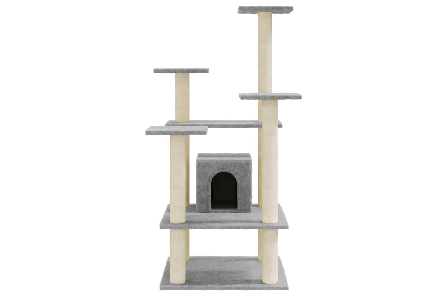 Cat Tree With Sisal Scratching Posts Light Grey 110 Cm-4