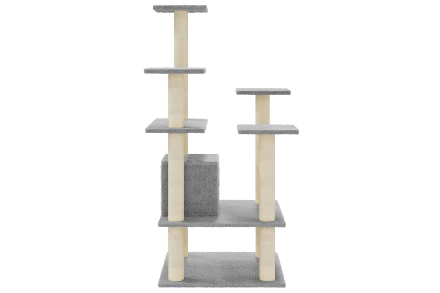 Cat Tree With Sisal Scratching Posts Light Grey 110 Cm-5