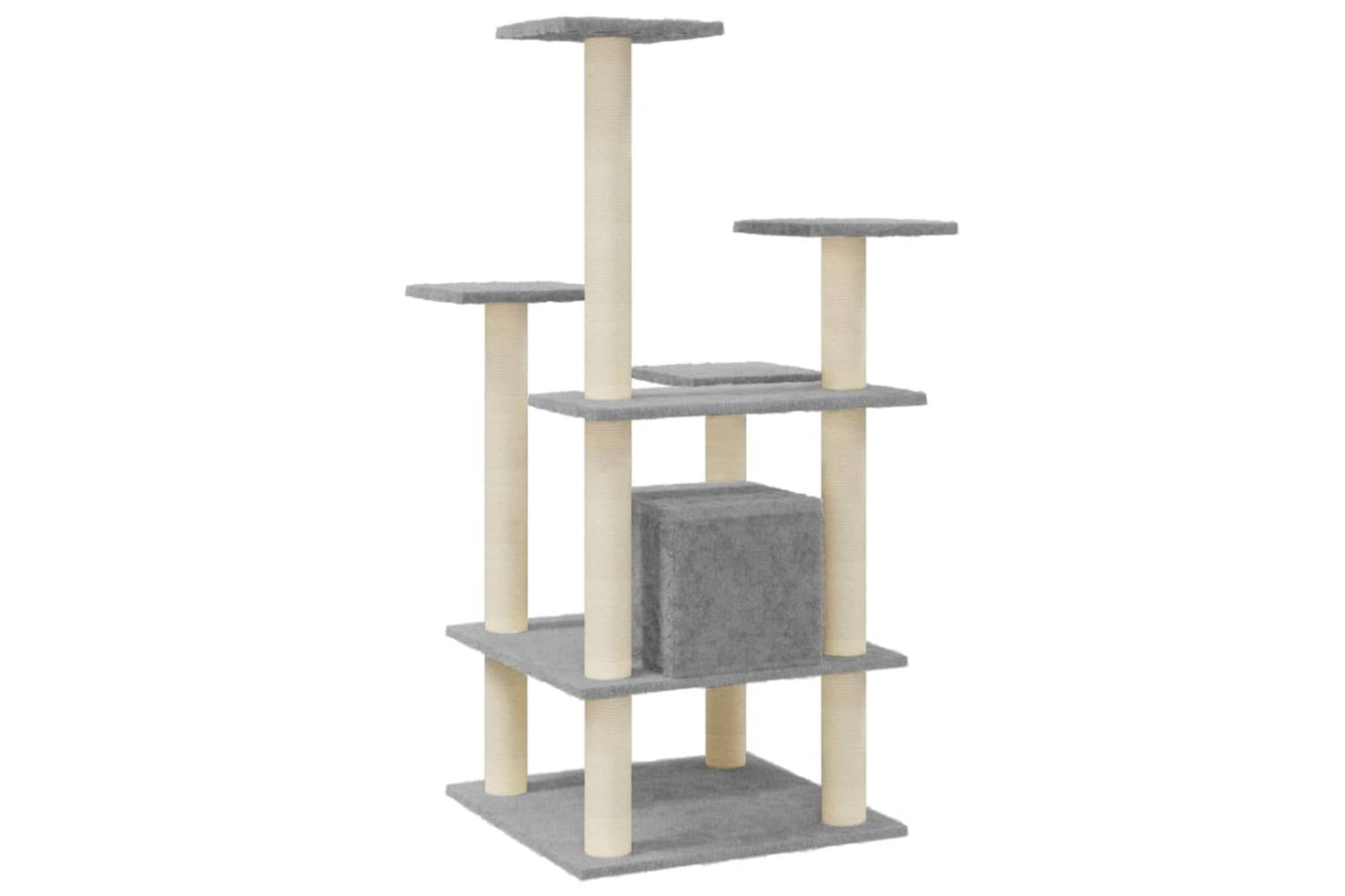 Cat Tree With Sisal Scratching Posts Light Grey 110 Cm-6