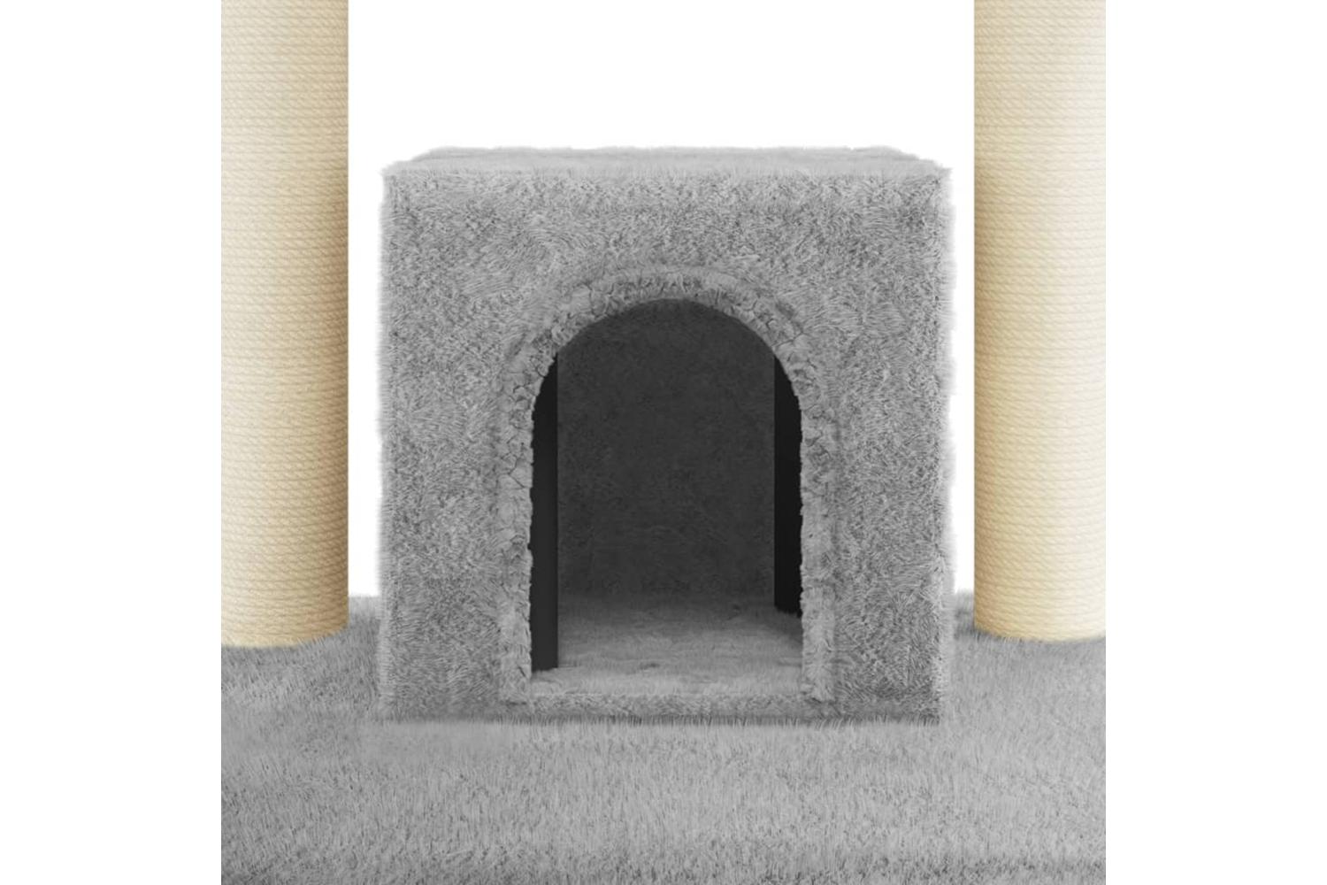 Cat Tree With Sisal Scratching Posts Light Grey 110 Cm-7