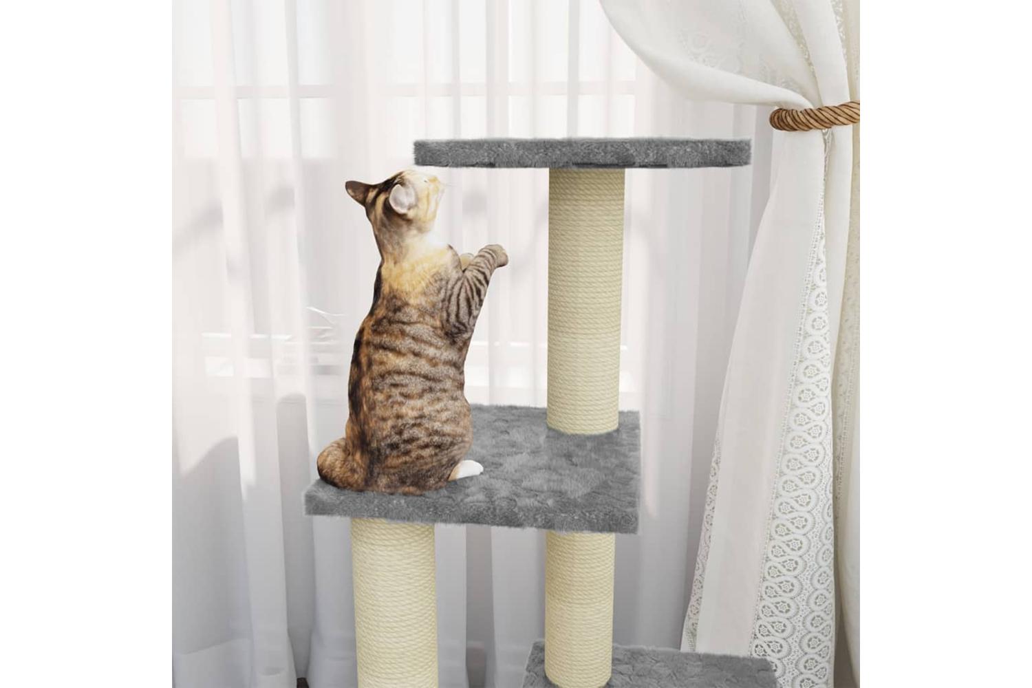 Cat Tree With Sisal Scratching Posts Light Grey 92 Cm-3