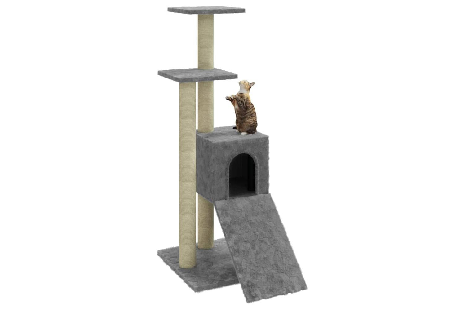 Cat Tree With Sisal Scratching Posts Light Grey 92 Cm-4