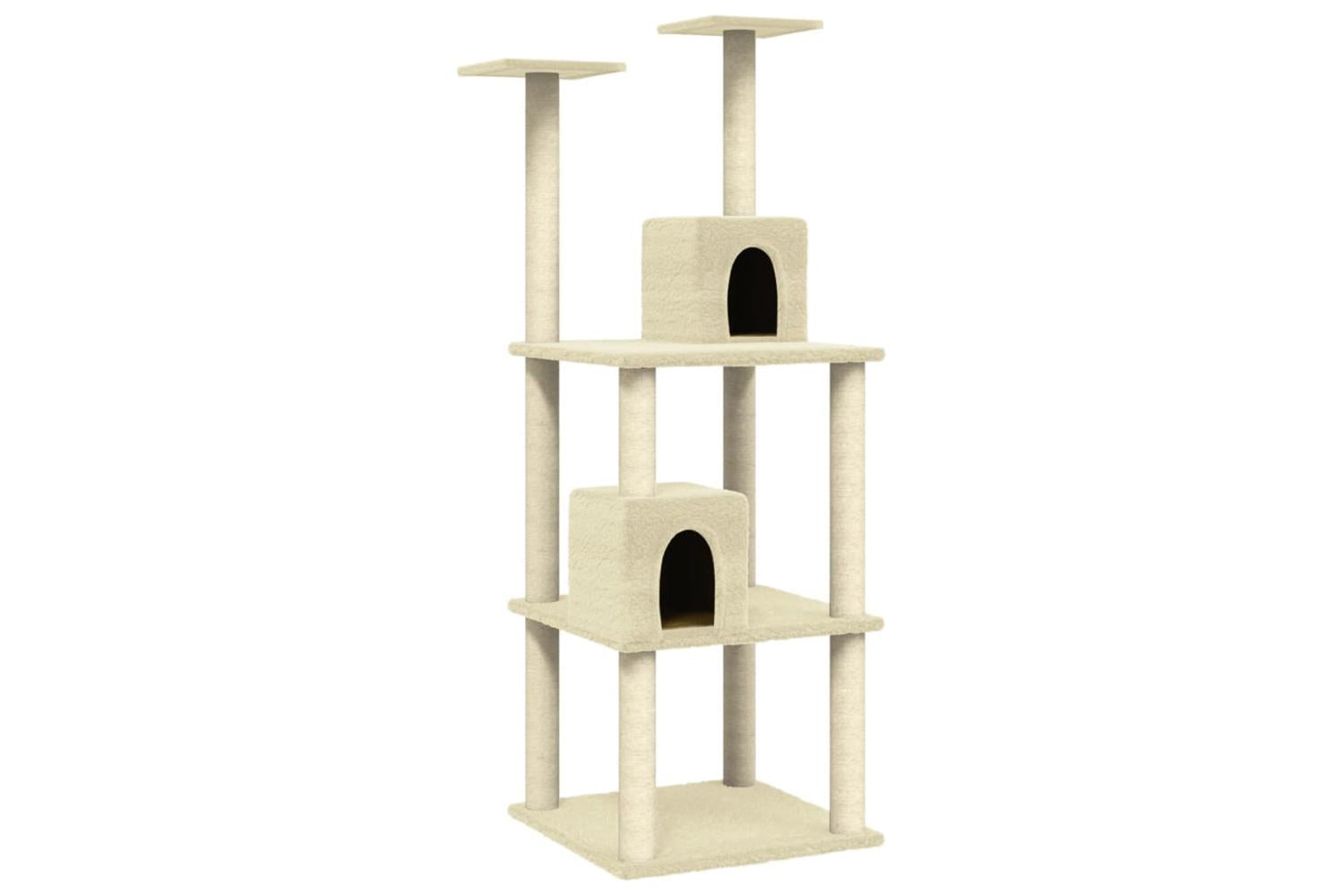 Cat Tree With Sisal Scratching Posts Cream 141 Cm-2