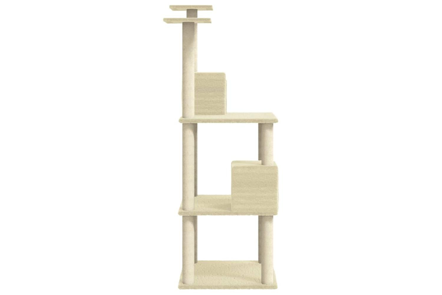 Cat Tree With Sisal Scratching Posts Cream 141 Cm-5