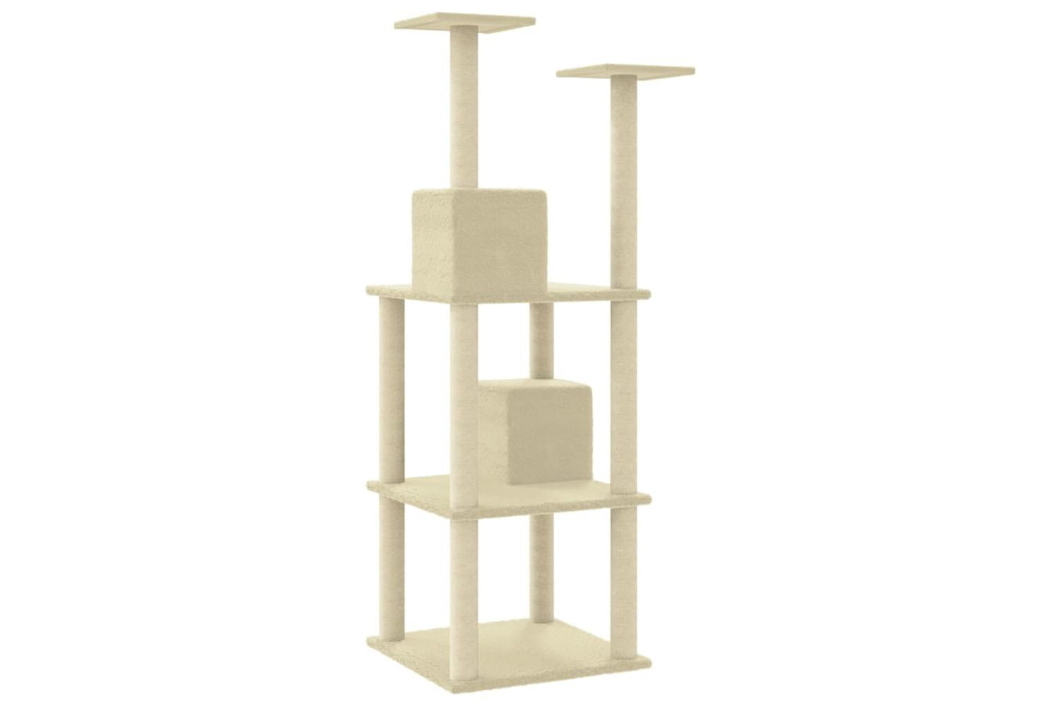 Cat Tree With Sisal Scratching Posts Cream 141 Cm-6