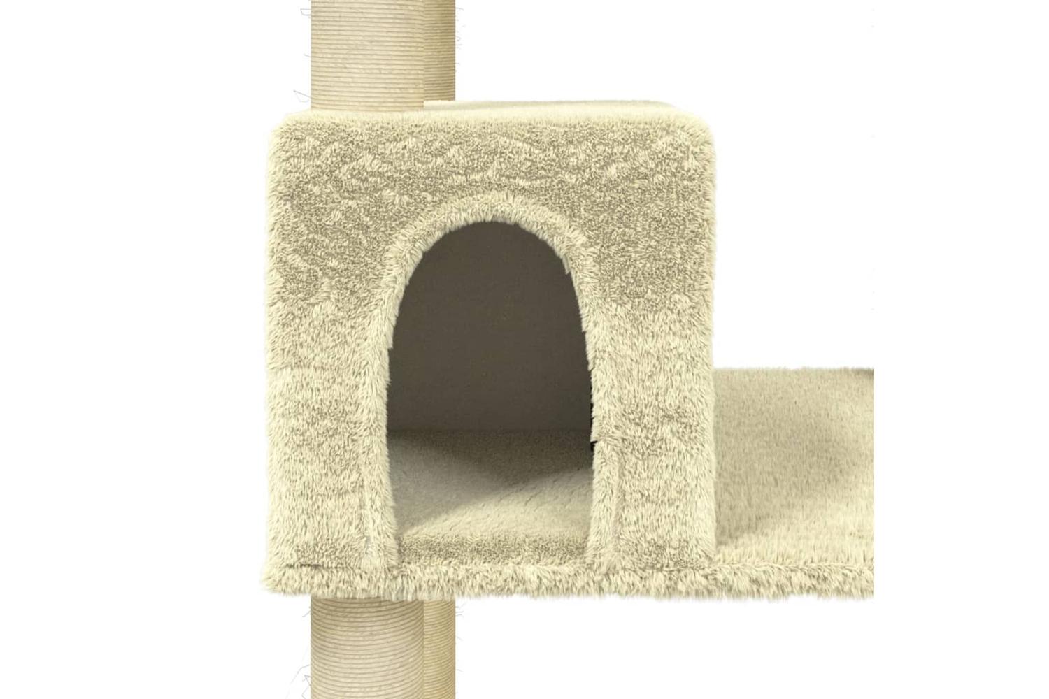 Cat Tree With Sisal Scratching Posts Cream 141 Cm-7