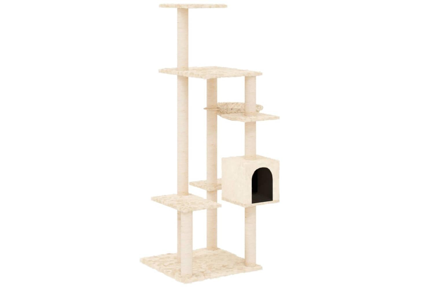 Cat Tree With Sisal Scratching Posts Cream 142 Cm
